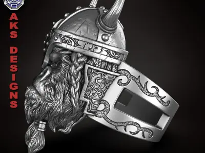 Animal Ring Jewelry Ancient viking warrior guerilla v1 3D print model
