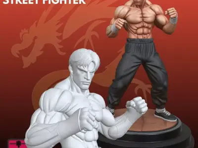 Street Fighter Inspired STL Dynamic Action Figure 3D 3D print model
