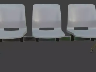 Hospital waiting bench 3D model