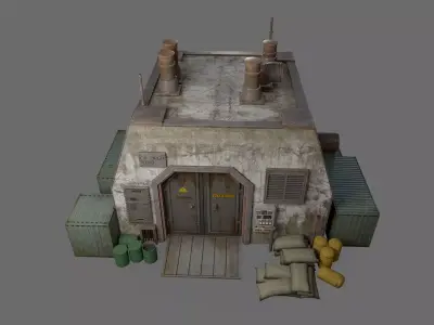 Post-Apocalyptic Bunker Low-poly 3D model