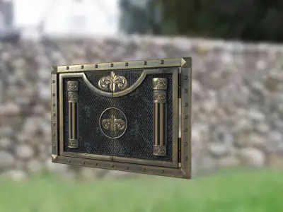 Metal gate PBR low-poly 3D model Low-poly 3D model