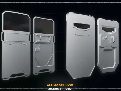 10 SCI-FI SHEILD POLICE GAME ASSET 3D model