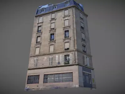 Paris building facade 02 3D model