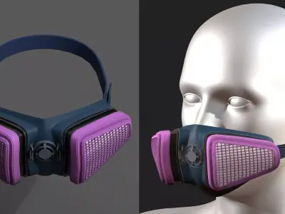 Gas mask protection isolated plastic scifi fantasy  Low-poly 3D model