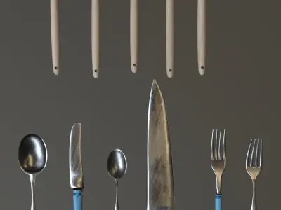 Echise Bruno Cutlery set v2 Updated Low-poly 3D model
