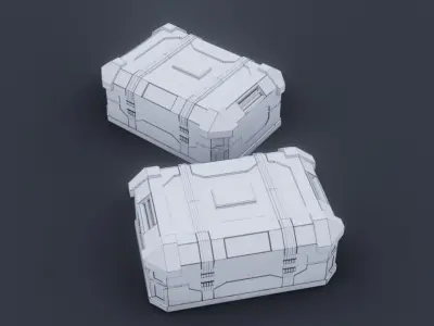 Sci fi Crate Game Ready PBR Textures Low-poly 3D model Low-poly 3D model