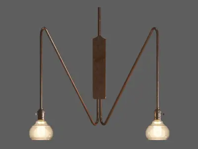 Retro Style Twin Wall Lamp 3D model