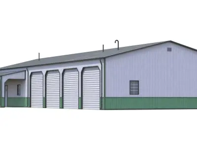 Green Industrial Building 34 PBR Low-poly 3D model
