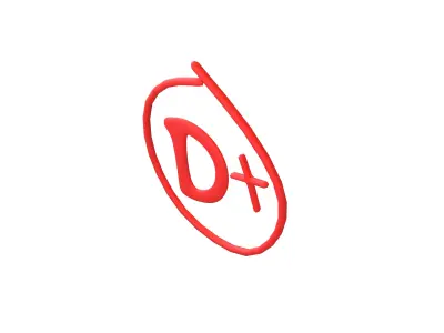 Grade D Plus Symbol v1 001 Low-poly 3D model