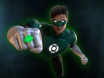 Green Lantern - Hal Jordan Low-poly 3D model