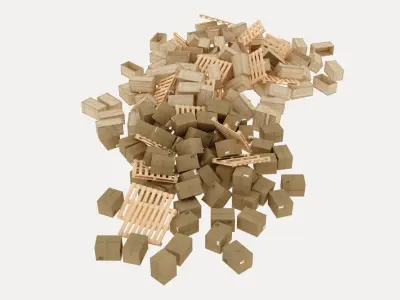 wood and cardboard boxes pallet pile 3 3D model