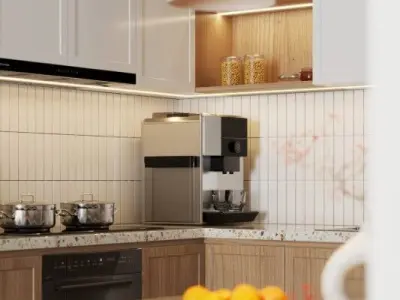 Living Room And  Kitchen Interior Model  3D model