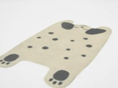 Dog Shaped Rug 3D Model with Cute Design 3D model