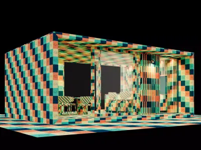 Closed gazibo with summer kitchen 3D model