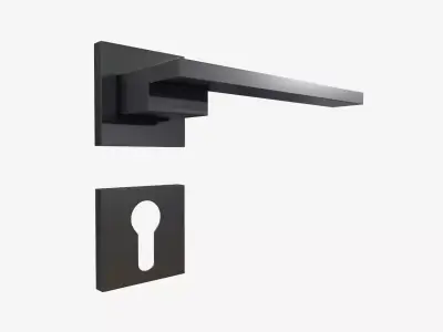 modern door handle with PZ square rose 3D model