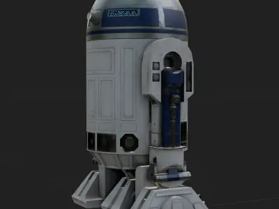 R2 D2 Star Wars 3D Model Rigged PBR Blender FBX OBJ Low-poly 3D model