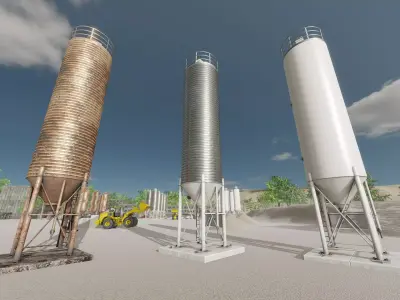 Industrial Cement Silo All Versions 3D Model Pack