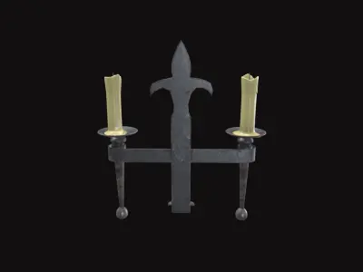 Medieval Candle Stand V06 Low-poly 3D model