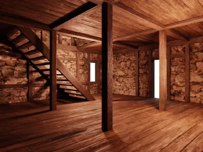Old Medieval Building House 4K Textures GameReady 51 Low-poly 3D model