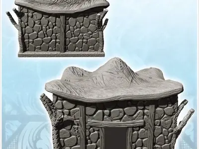 Square building with wave roof and stone walls 26 - Medieval Got 3D print model