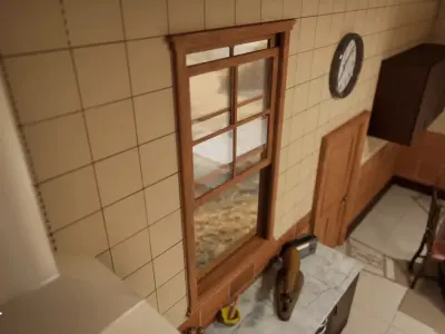 Wooden Window Low-poly 3D model