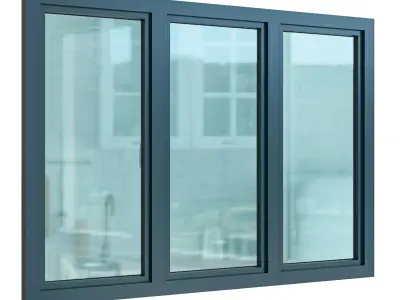 Modern Aluminum Window Frame Triple Panel 3D model