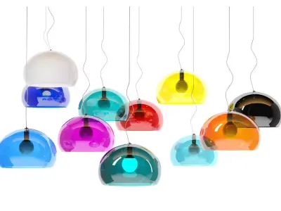 Fly three gold and silver pendant lights 3D model