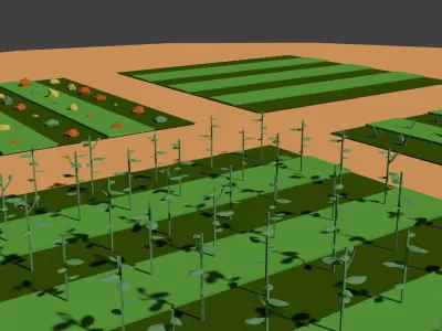 Low Poly Farm Fields Low-poly 3D model