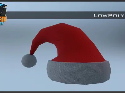 Low Poly Santa Hat Low poly 3D model Free low-poly 3D model