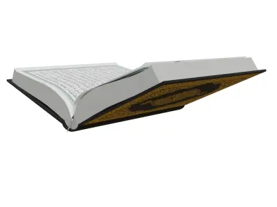  Holy Quran with Wooden Reading Stand Rehal Islamic 3D Model 