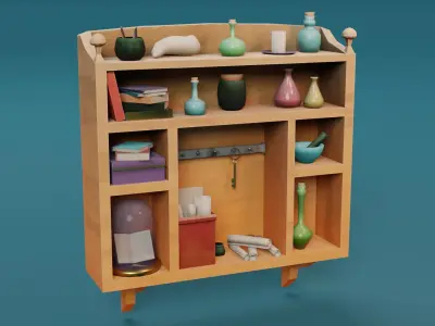 Low-poly shelf Low-poly 3D model