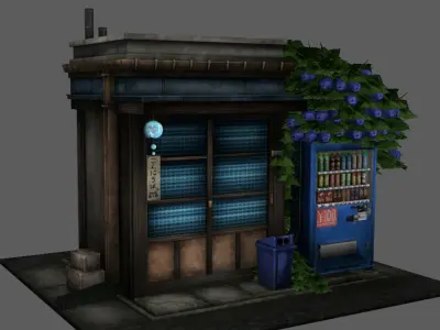 alleyway shop Low-poly 3D model