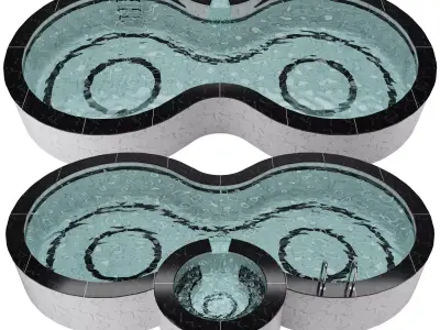 Pool with Jacuzzi Low-poly 3D model