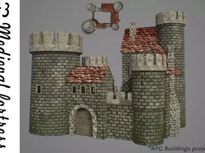 Medieval fortress 3 Low-poly 3D model