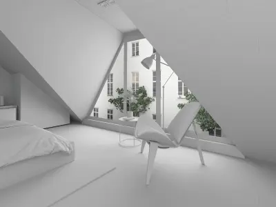 Mansard bedroom 3D model