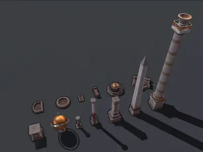 Roman greek Monument Low-poly 3D model