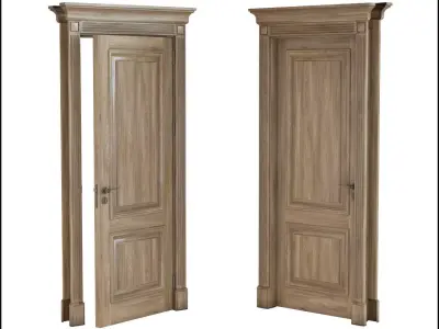 Classic single wood door 3D model