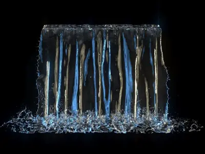 High Resolution Animated Waterfall 10 seconds 3D model