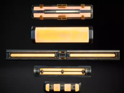 Sci-Fi Light Fixture Set 5 Low-poly 3D model