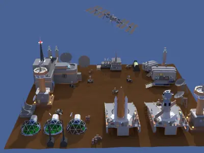 Low Poly Cartoony Space Colony Pack Low-poly 3D model