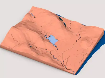 Low Poly Topographic Landscape Model 3D model