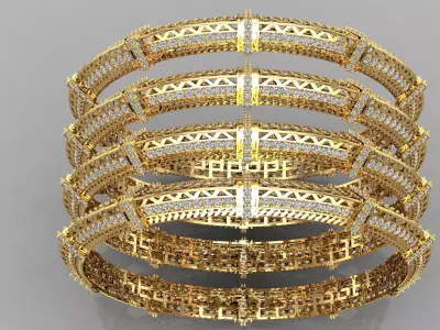 Golden Bloom Bangle 3D print model