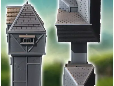 Medieval building with tower and central arch 15 - Medieval Goth 3D print model