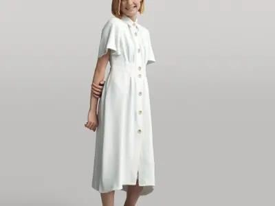 Humano Woman standing and looking  0516 3D model