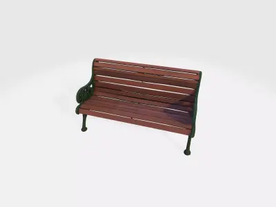 Classic Victorian Park Bench - Game Ready PBR Low-poly 3D model