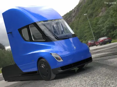  Tesla Semi Heavy Duty Truck Blue Rigged 