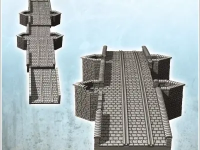 Stone bridge with four triangular pillars 2 - Modern WW2 WW1 Wor 3D print model