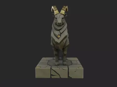 Stylized Goat Statue  Low-poly 3D model