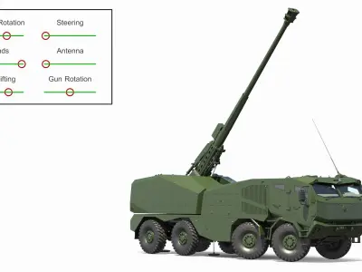  Military Howitzer Morana Green Rigged 