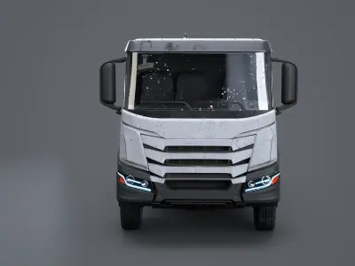  Realistic Flatbed Truck with Loader Crane Aged and Rusted 